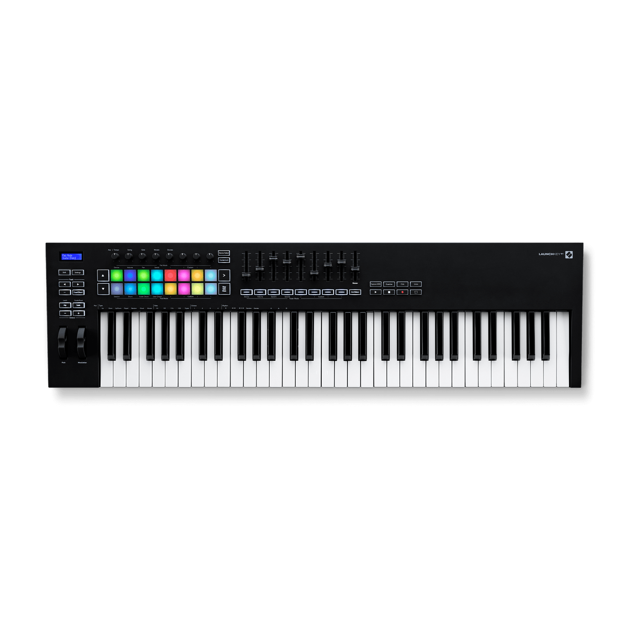 Novation Launchkey 61 Mk3 MIDI keyboard with velocity-sensitive keys and Ableton Live integration controls.