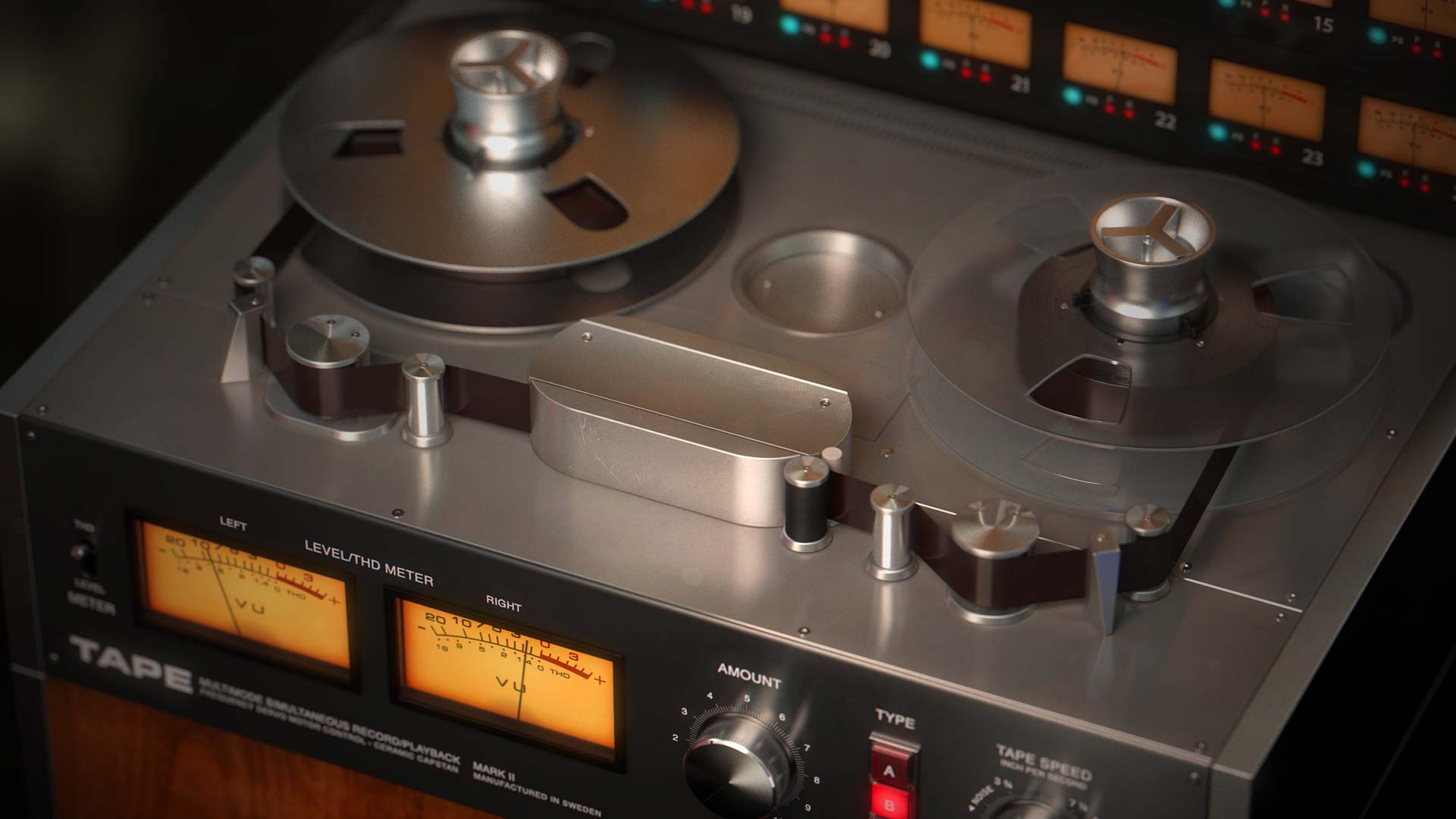 Softube Tape plugin interface with simple tape machine controls for drive, high frequency trim, and crosstalk.