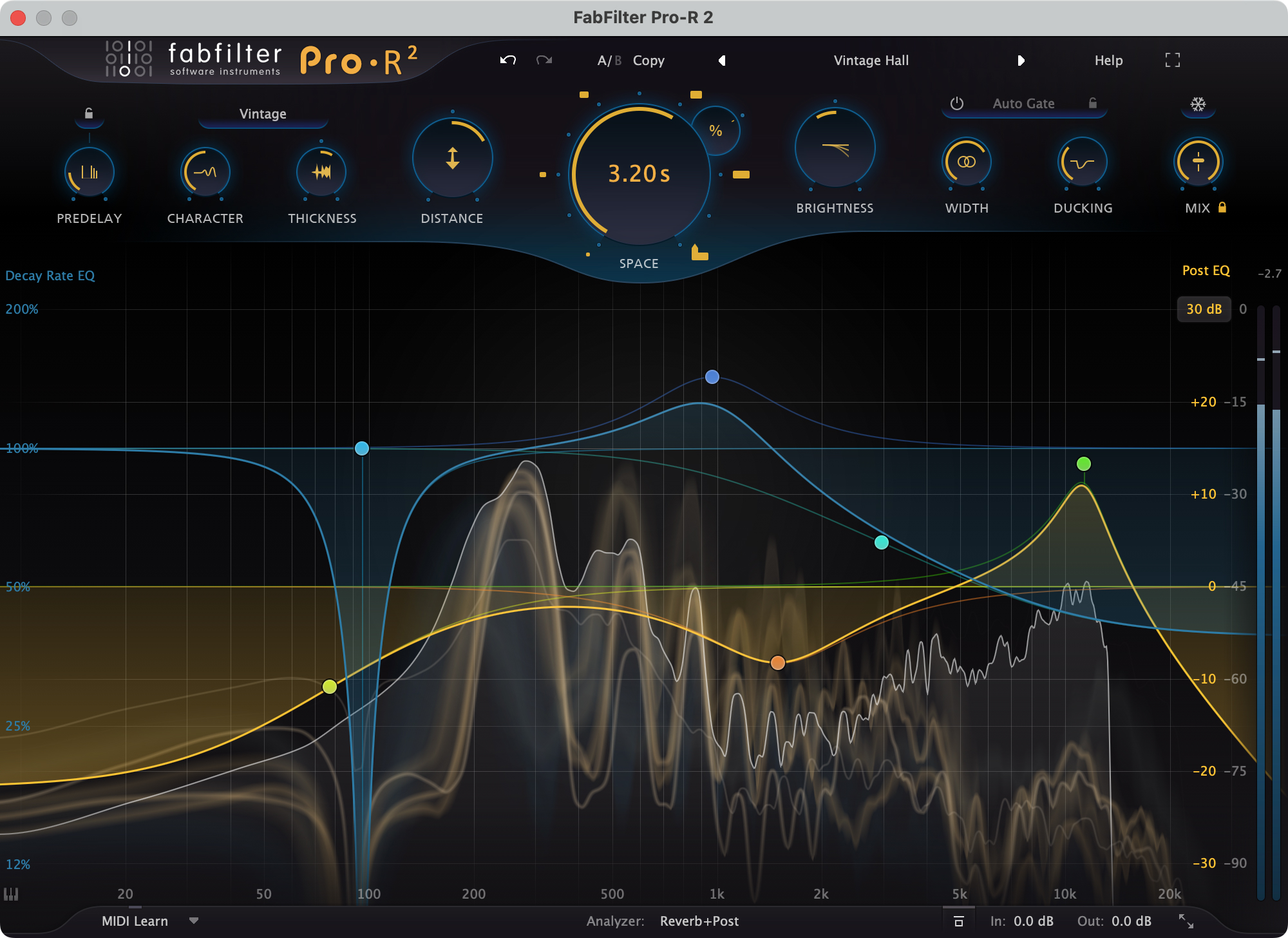 FabFilter Pro-R 2 interface showing advanced EQ-style controls
